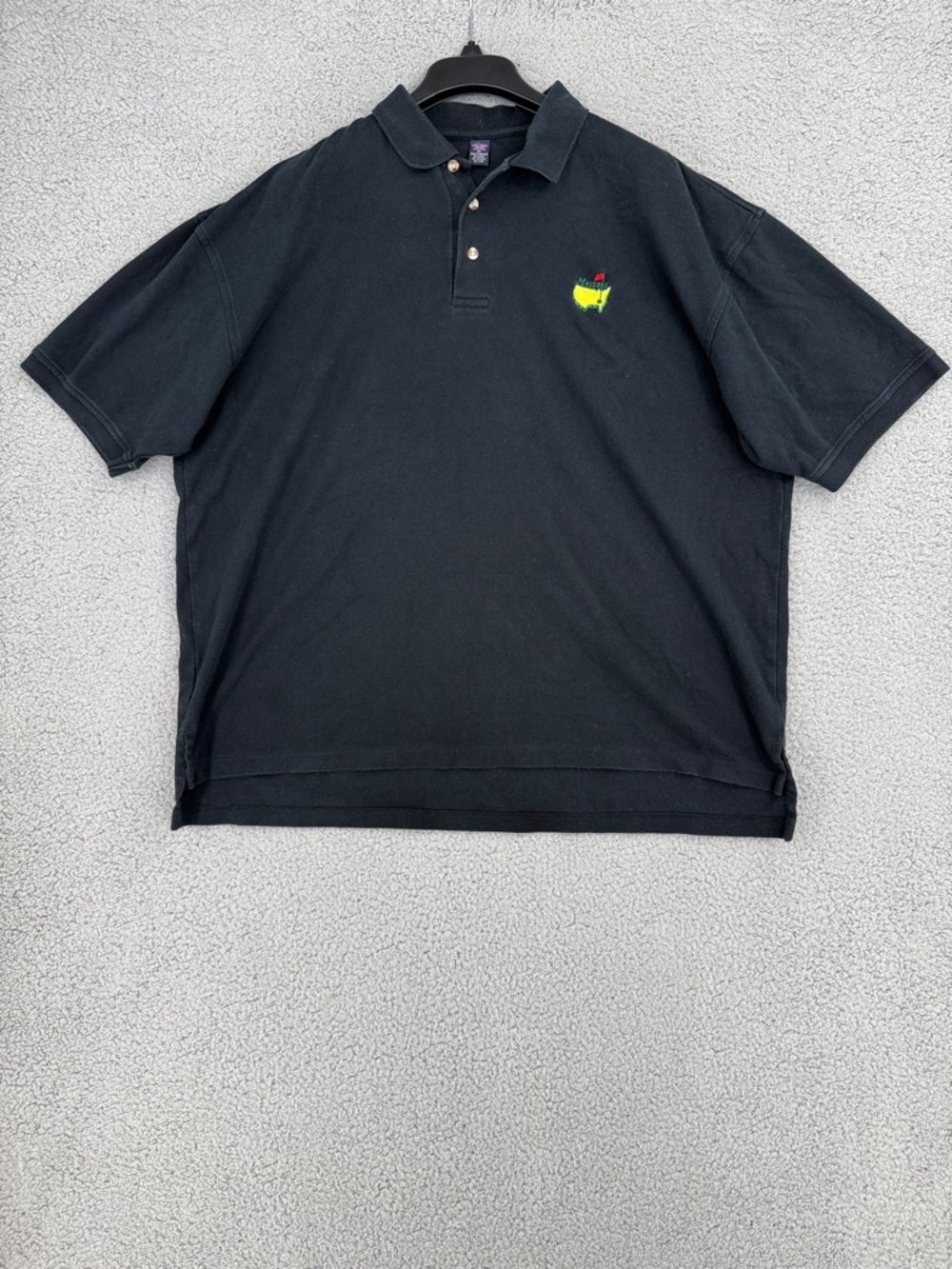 Masters men’s XL short sleeve Black Polo Golf Shirt Green Logo Pullover Stretch